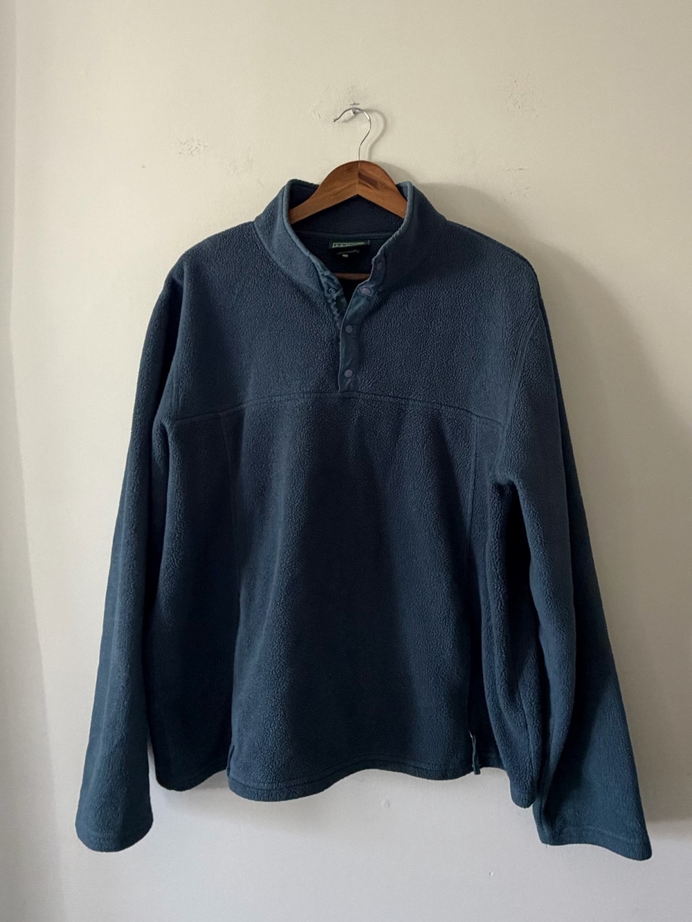 L.L. Bean Vintage Men's Dark Blue Fleece Half Snap Pullover Size Large Regular